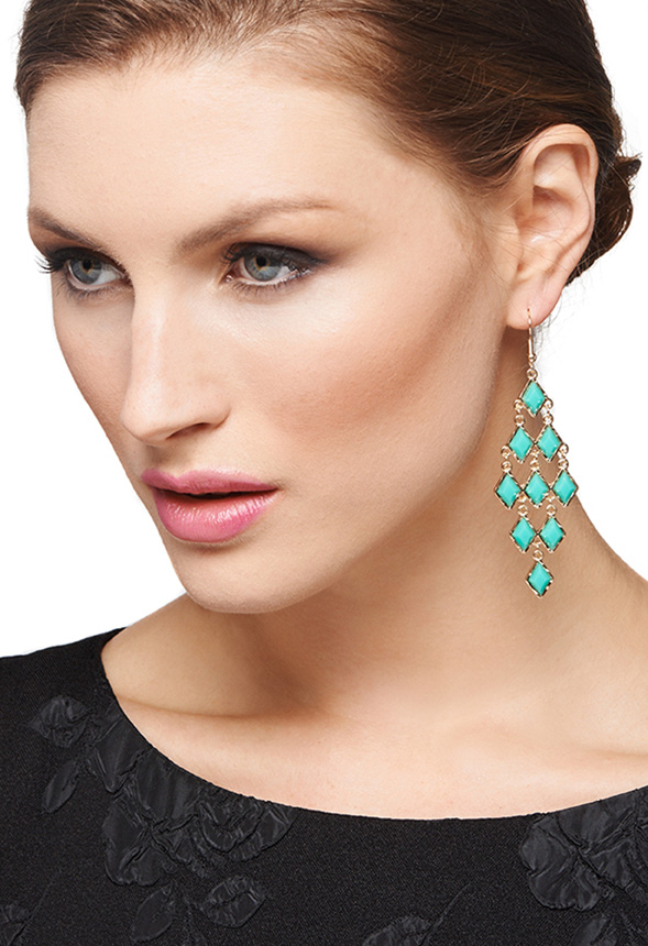 <b>CRISTINA BERNAL</b> Style a colorful drop earring with a lacy backless number. - 384525-25-3_589x860