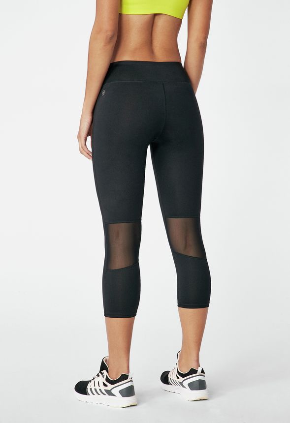 Capri Back Mesh Panel Legging Clothing in Black - Get great deals at JustFab
