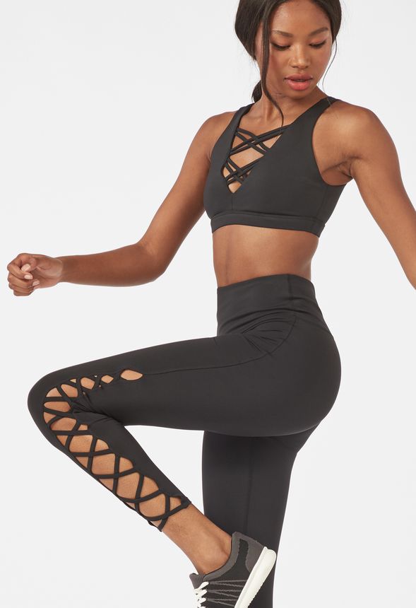 Criss Cross Detail Leggings Clothing in Black - Get great deals at JustFab