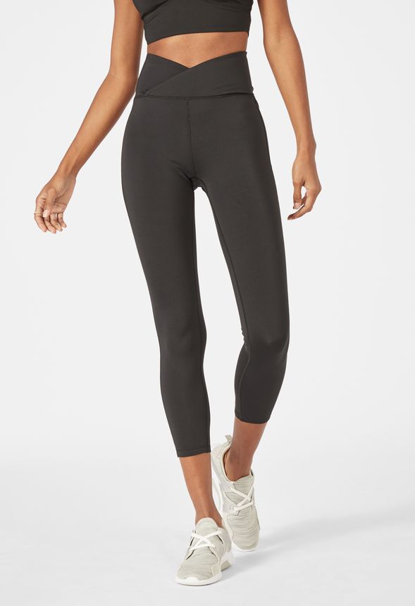 7/8 Leggings With Wrap Waistband Clothing in Black - Get great deals at  JustFab