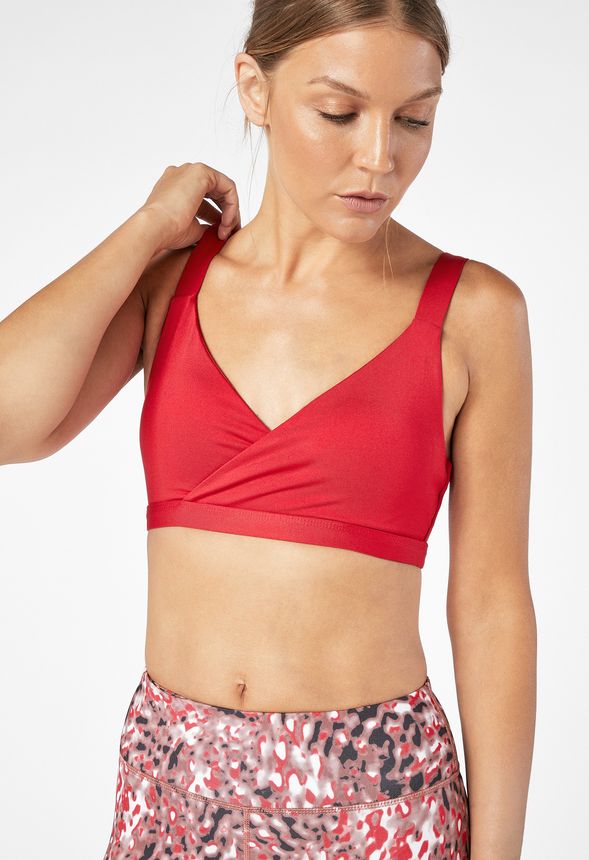 Cross Front Sports Bra Clothing in TANGO RED - Get great deals at