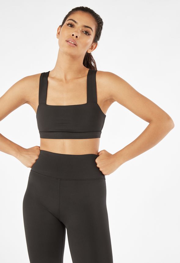 Square Neck Sports Bra Clothing in Black - Get great deals at JustFab