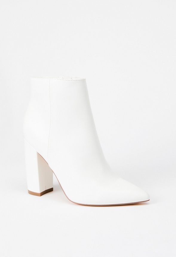 white ankle boots block heel