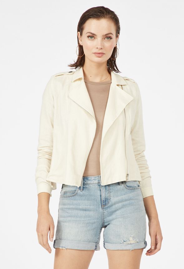 Linen clearance moto jacket