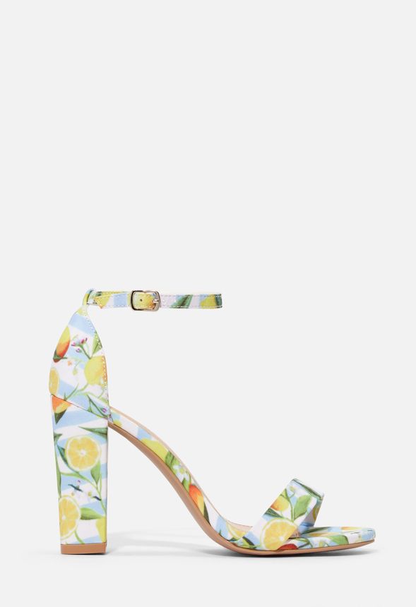 Makemba Block Heeled Sandal Shoes in LEMON STRIPE Get great