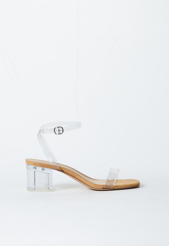 Sko Chloe Clear Heeled Sandal i Transparent - Shop fabelagtige deals JustFab