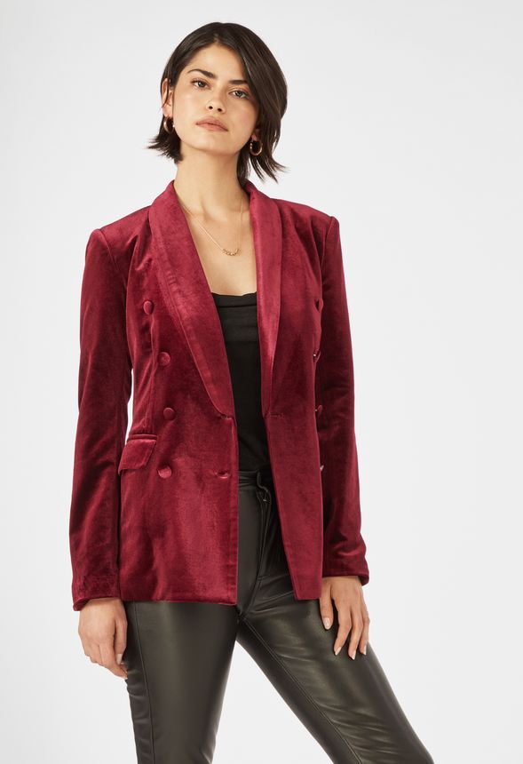 Rudyard Kipling Dripping Bare overfyldt Tøj Oversized Velvet Blazer i Dark Red - Shop fabelagtige deals hos JustFab