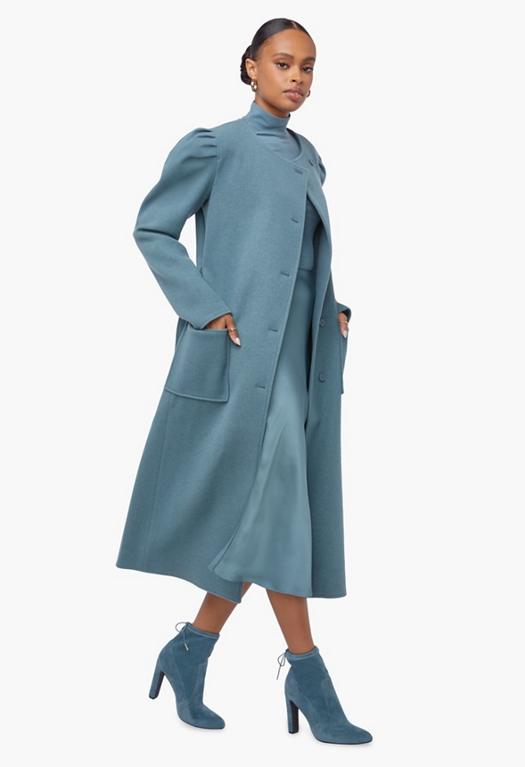 Puff Sleeve Wool Coat Clothing in GOBLIN BLUE - Get great deals at ...