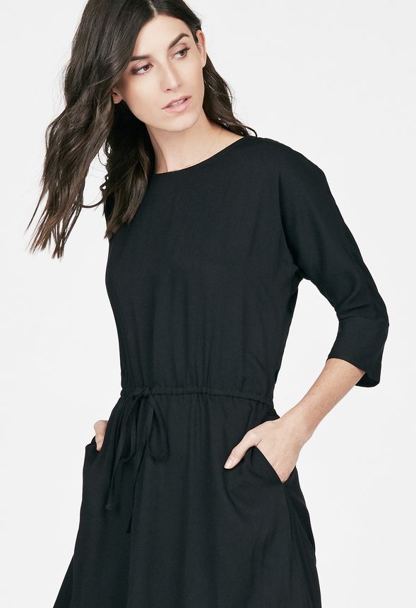 ... Sleeve Midi Dress Clothing in Black - Get great deals at JustFab