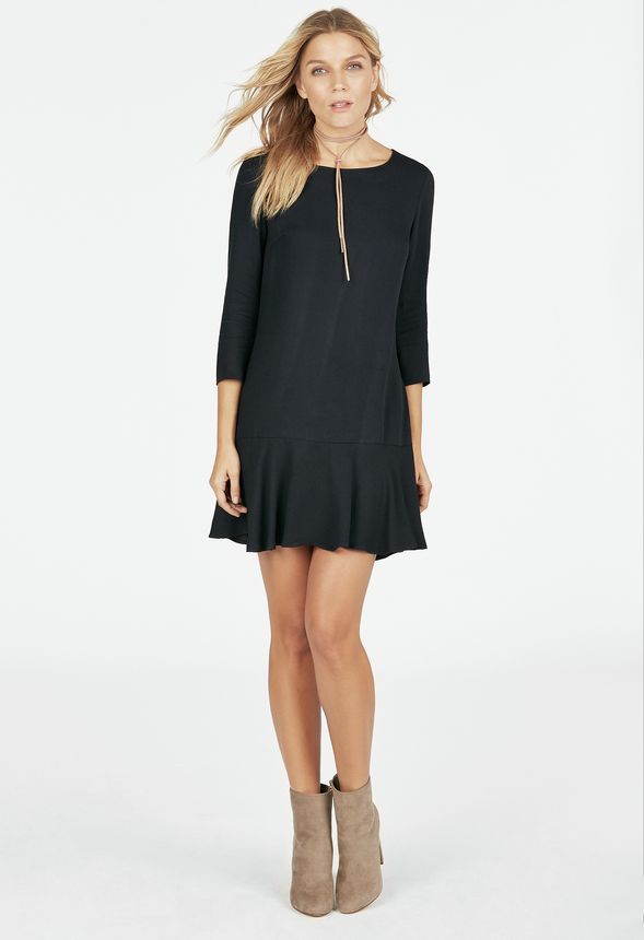 Vêtements Drop Waist Crepe Dress En Noir Livraison Gratuite Sur Justfab 0225