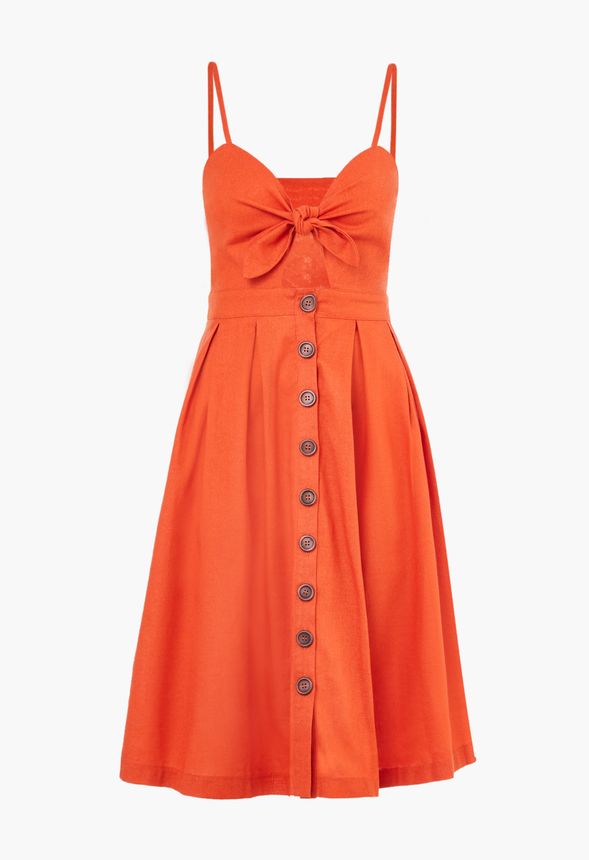 orange button dress
