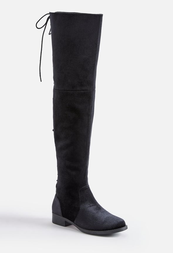 Meagan Flat Boot Shoes in BLACK VELVET 