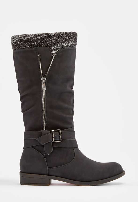 Zanadee Sweater Cuff Boot Shoes in Black Get great deals at JustFab