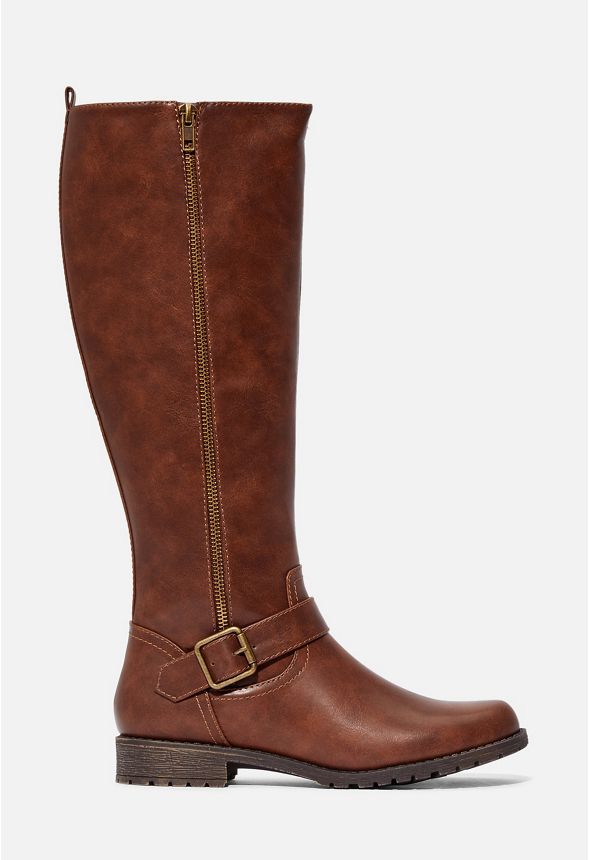 Didoa Faux Leather Zip Boot Shoes In Brown Get Great Deals At JustFab