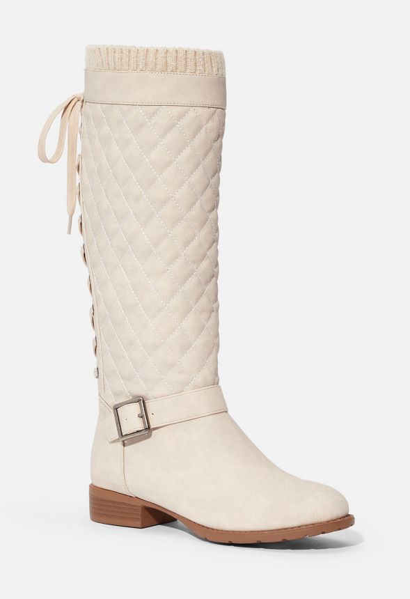 Allia Quilted Lace-Up Back Boot Shoes 