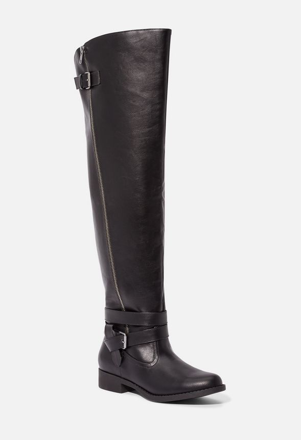 leather over knee flat boots