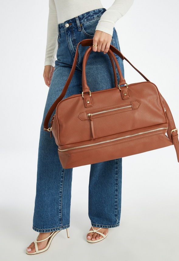 Multi Compartment Weekender Bag in Whiskey - Get great deals at