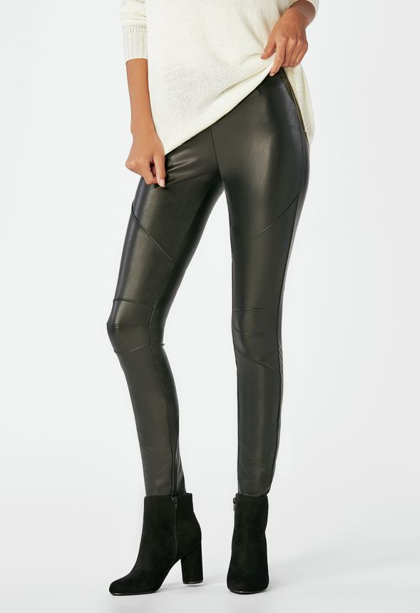 Faux Leather Moto Legging Clothing in Black - Get great deals at