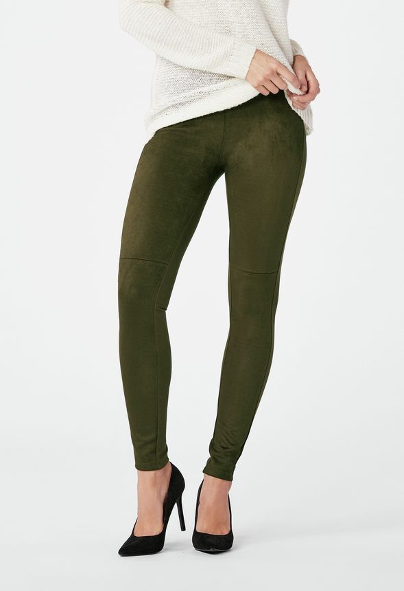 Faux Suede Legging Clothing in Army Green - Get great deals at JustFab