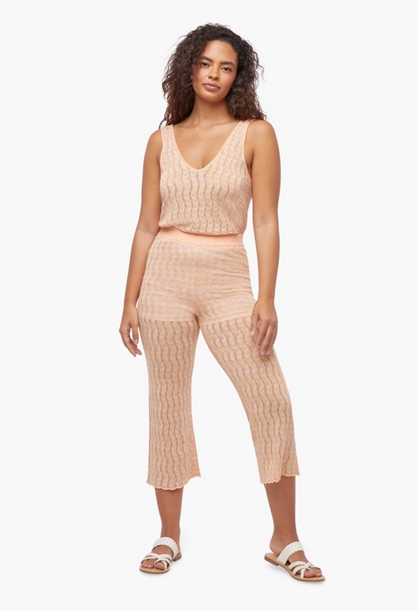 Tøj Pointelle Crop Pants i Pink Multi - Shop fabelagtige deals hos JustFab