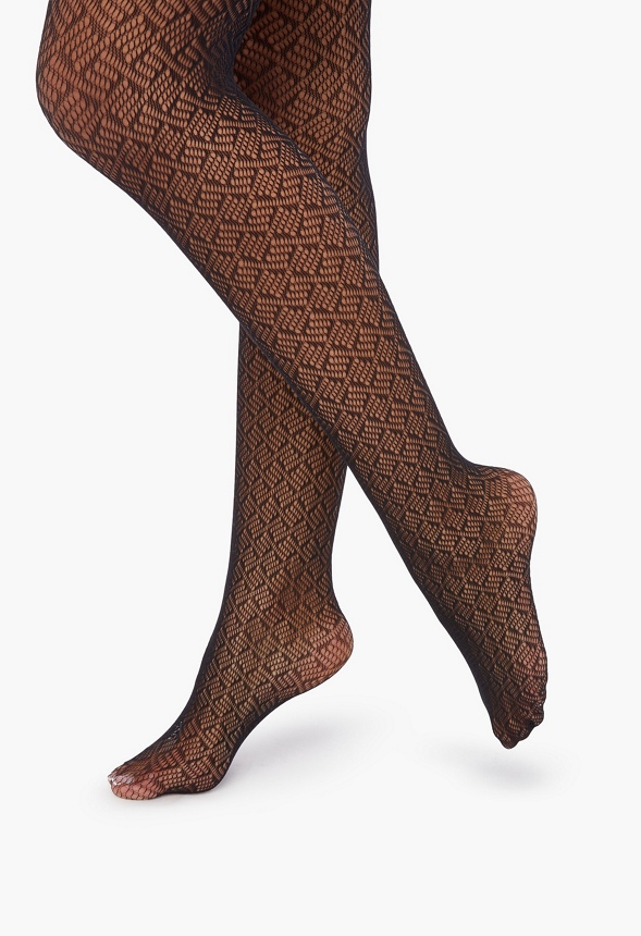 Patterned Diamond Tights Bags & Accessories in Black - Get great deals at  JustFab