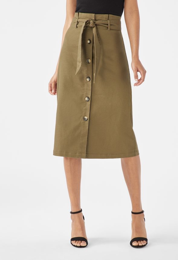 Button Front Midi Skirt Clothing in 