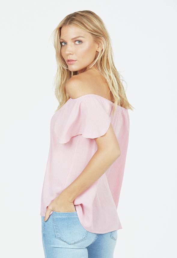 Tulip Sleeve Peasant Top Clothing in Pink - Get great deals at JustFab
