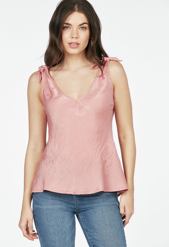 Satin tie shoulder discount top