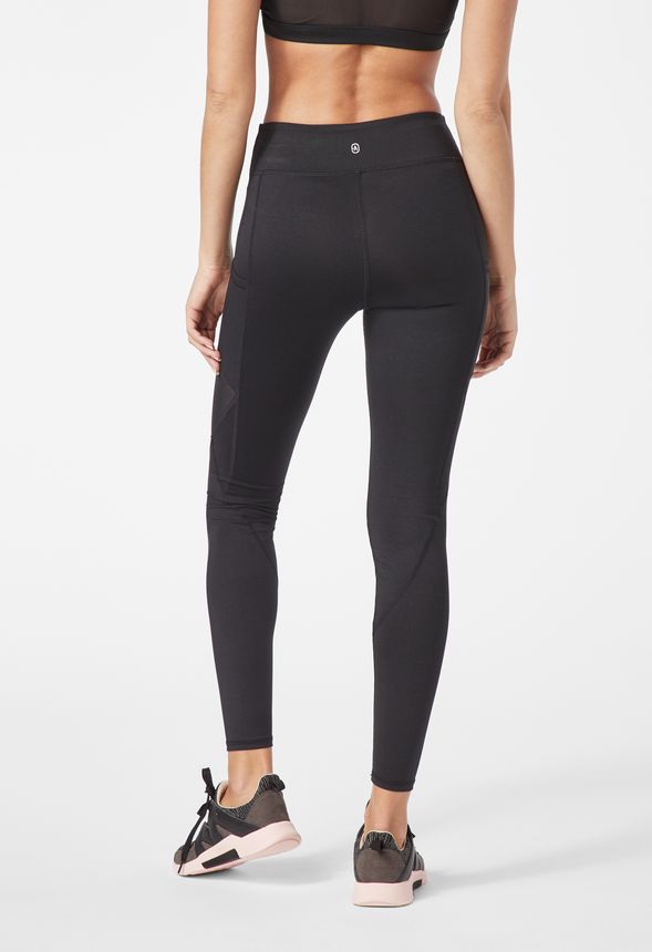 Expert Brand Wholesale Women's High-Waist Asymmetric Mesh Panel Leggings