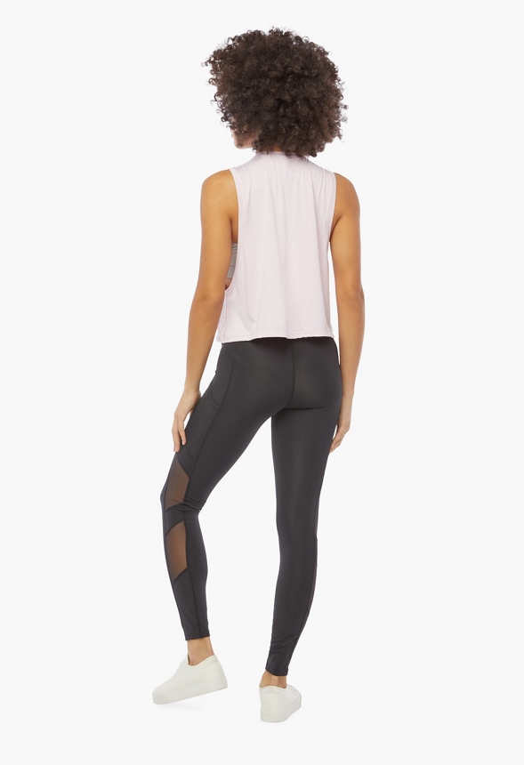 High-Waisted Mesh Panel Leggings Clothing in Black - Get great deals at  JustFab