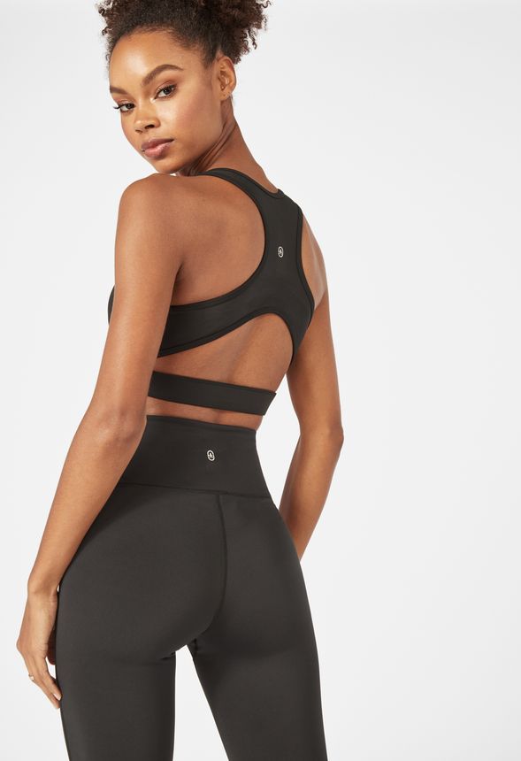 Deep V-Neck Sports Bra Clothing in Black - Get great deals at JustFab