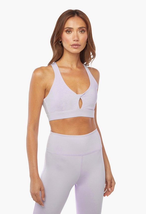 Twist Front Sports Bra Clothing in PURPLE HEATHER - Get great deals at  JustFab