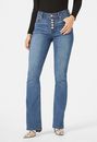Mid Rise Button Fly Boot Cut Jeans