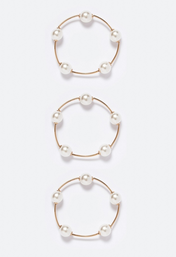 3-Pack Elena Spaced Pearl Stretch Bracelets