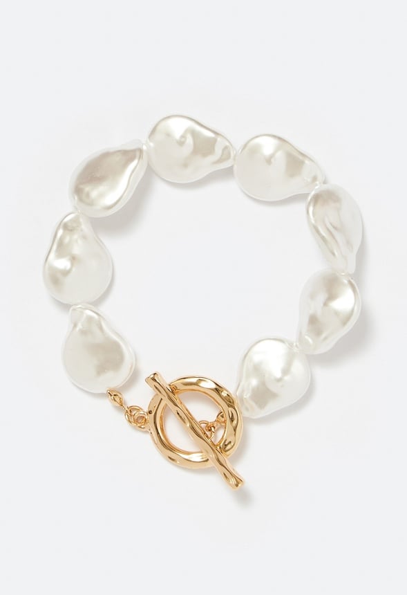 Mai Irregular Pearls And T-Bar Bracelet