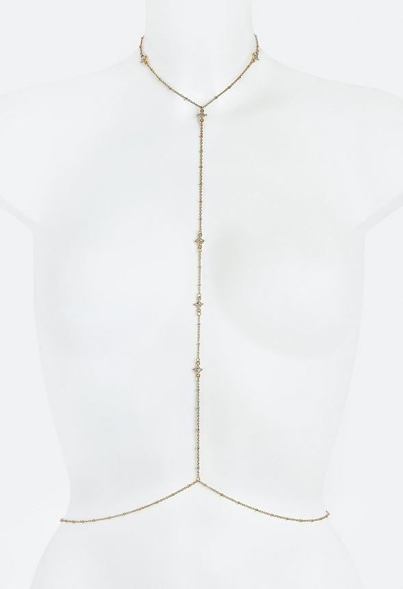 Iris Fine Body Chain With Crystal Stones