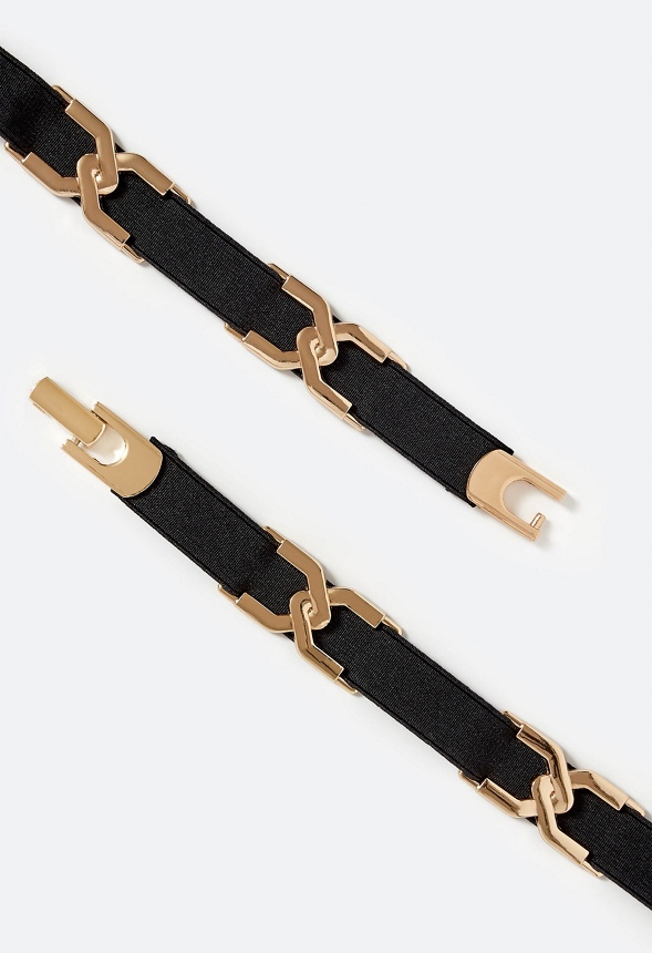 Lucy Woven Chain And Fabric Elastic Waist Belt