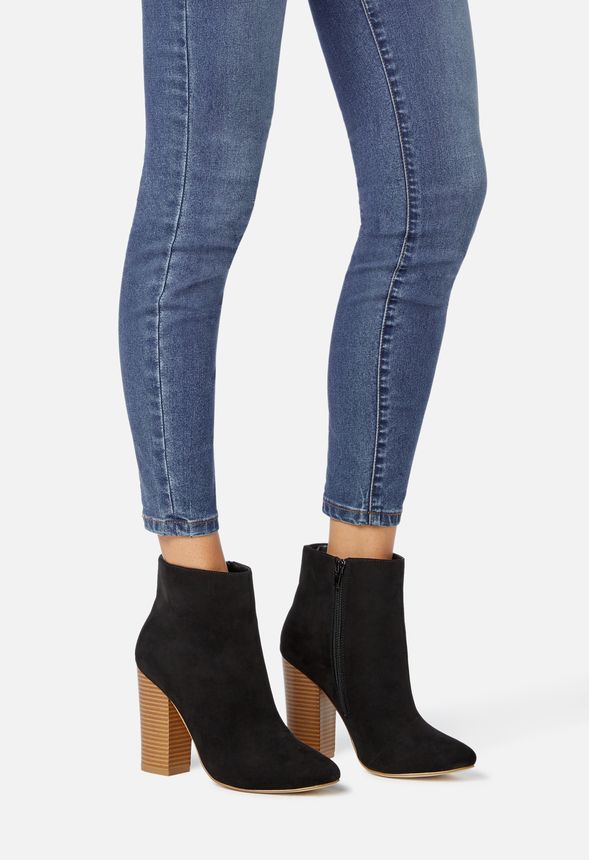 besha faux suede block heel bootie