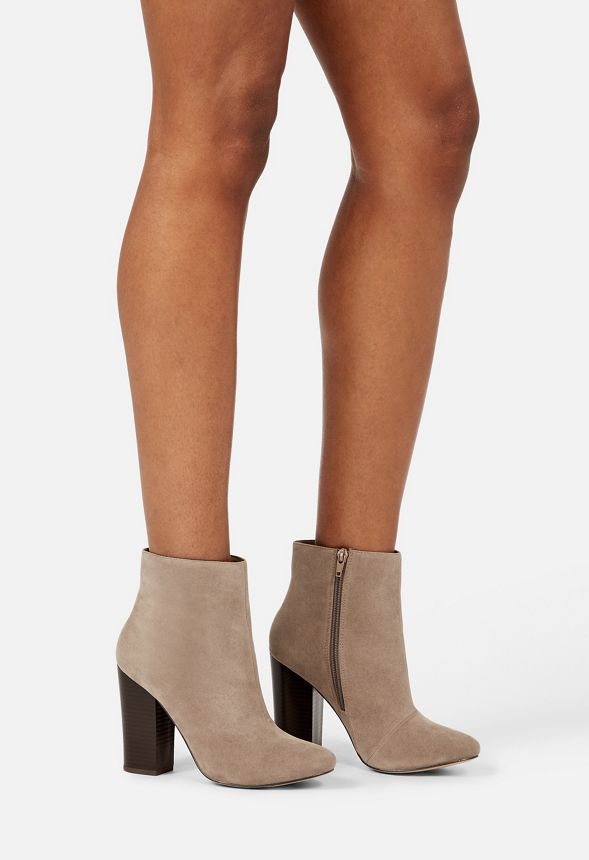 Besha faux suede sale block heel bootie