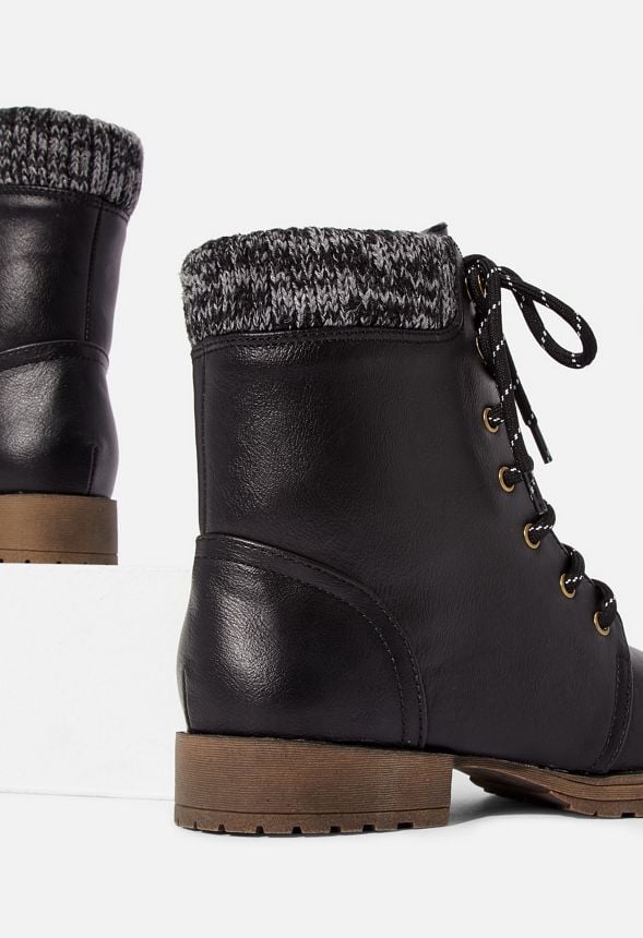 sweater cuff lace up boots