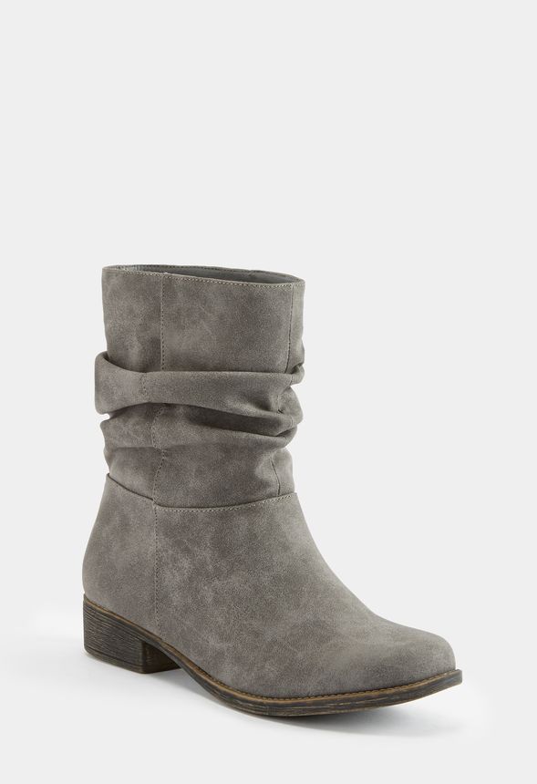 Grey leather slouch boots hotsell