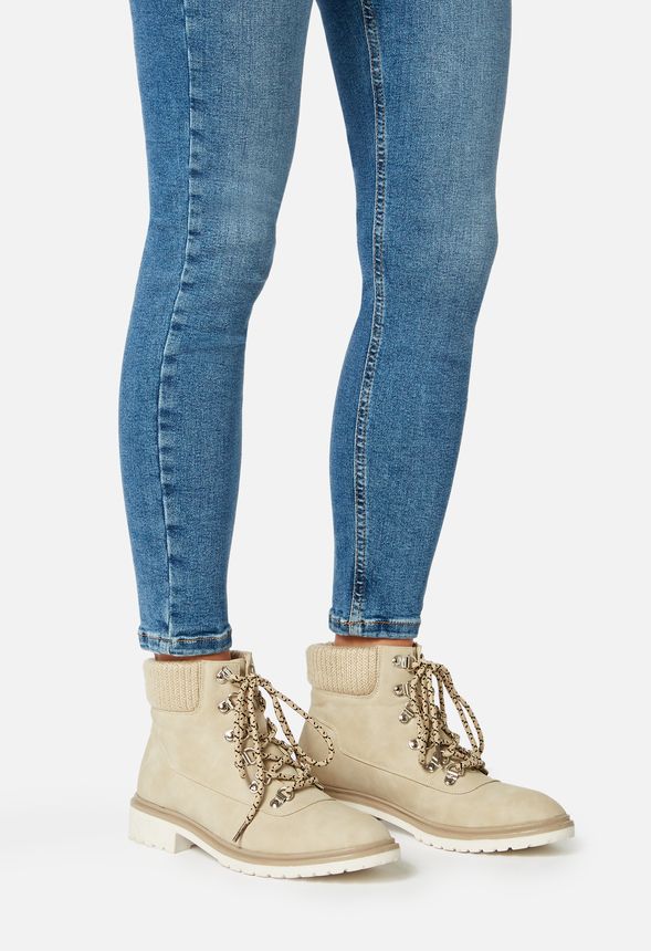 Raye Sweater Cuff Lace-Up Ankle Boot