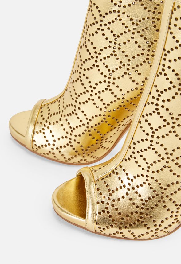 Gold open 2024 toe boots