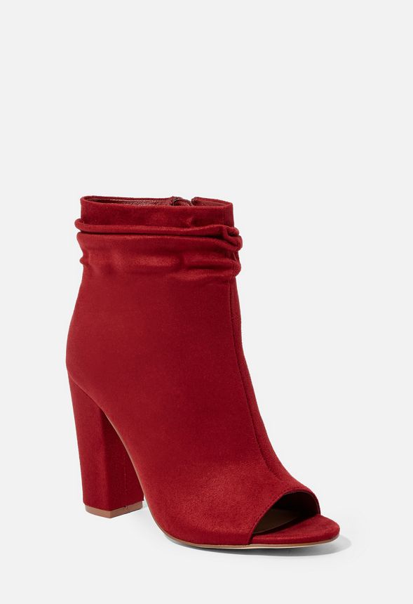 open toe red boots
