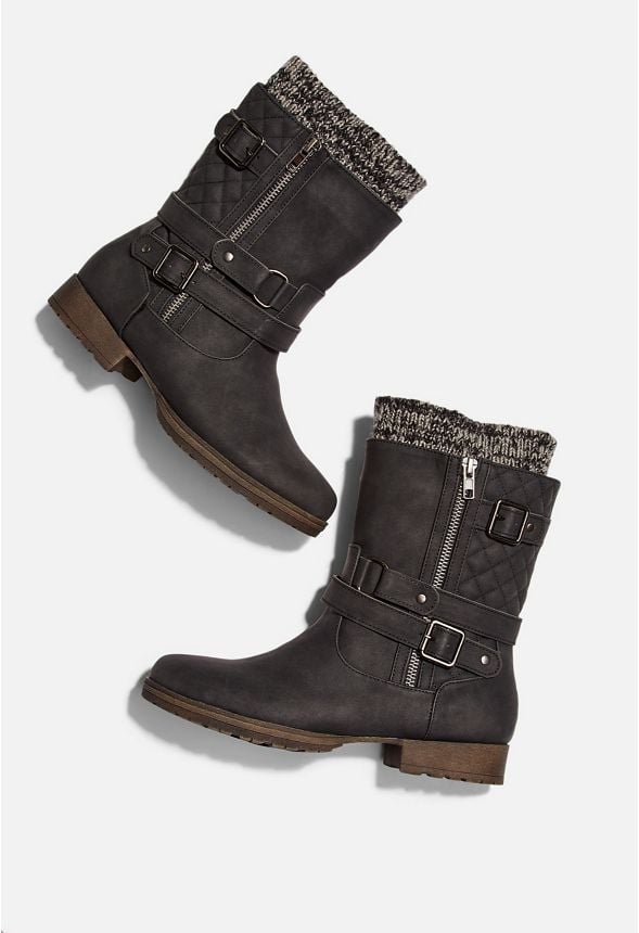 Black sweater shop cuff boots