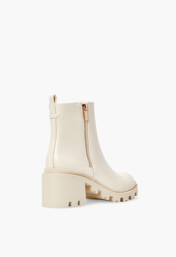 Danilyn Lug Sole Ankle Boot Shoes in Bone - Get great deals at JustFab