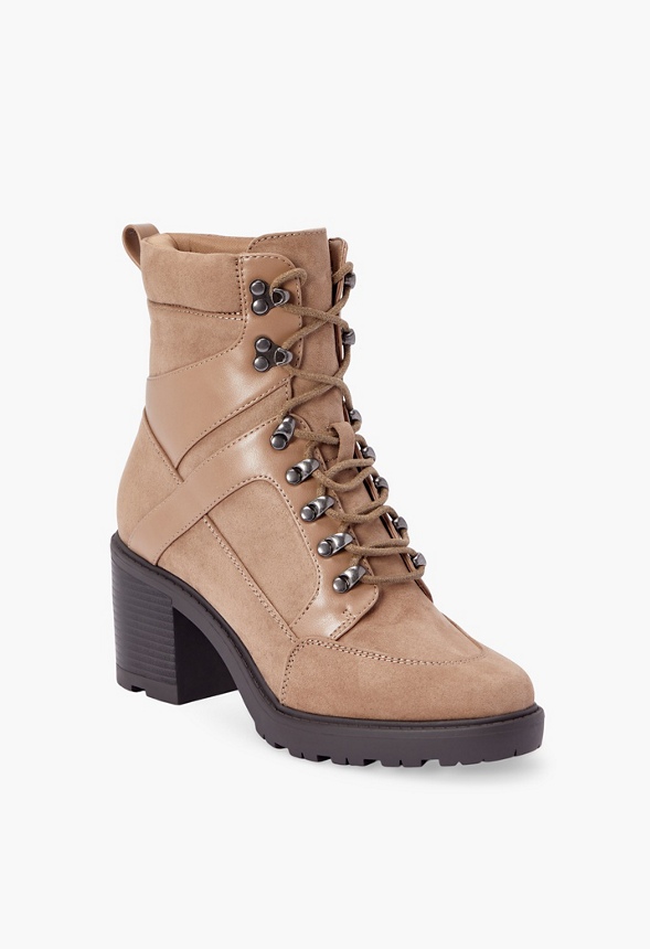 lace up booties taupe