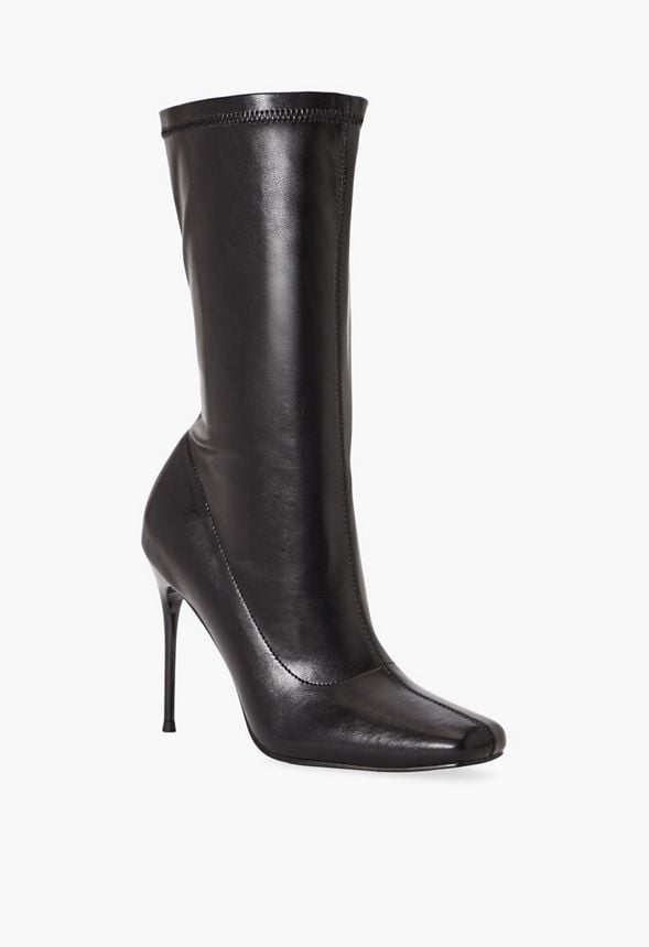 Black mid best sale calf stiletto boots