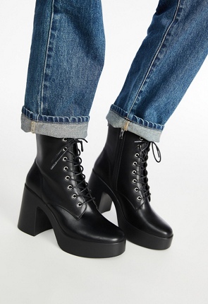 Letty Block Heeled Lace-Up Bootie