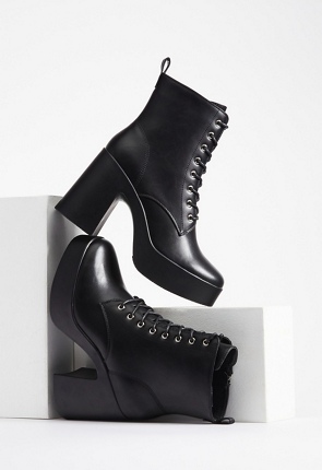 Letty Block Heeled Lace-Up Ankle Boot
